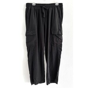 Torrid Pants Womens 0 Black Wide Leg Cropped Pockets Edgy Minimalist‎ Career